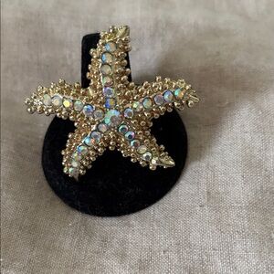 Gold Starfish Ring with Iridescent Accents
